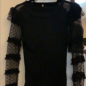 Black ruffled sleeve shirt